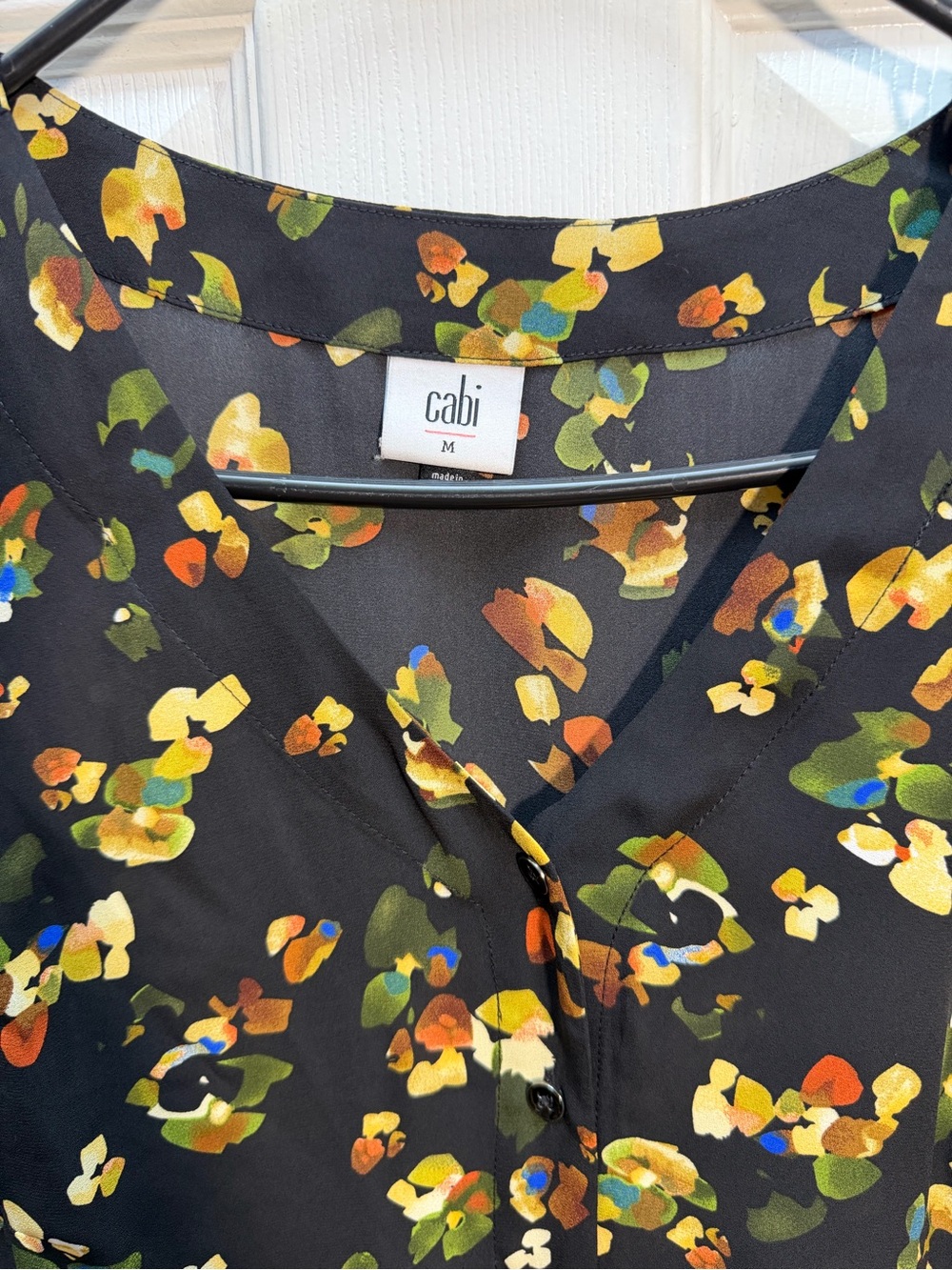 CAbi Black Floral-Print Sleeveless Button Front Top - Picture 2 of 3
